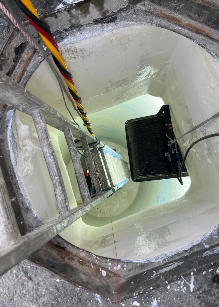 Full internal view of repaired and strengthened STP manhole