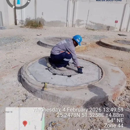 : Confined space mechanical works at PS30 showing core drilling and installation of 1000mm diameter air recirculation duct within reinforced concrete shaft.