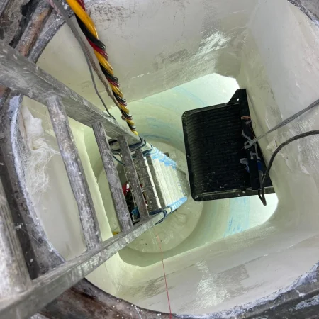 Full internal view of repaired and strengthened STP manhole